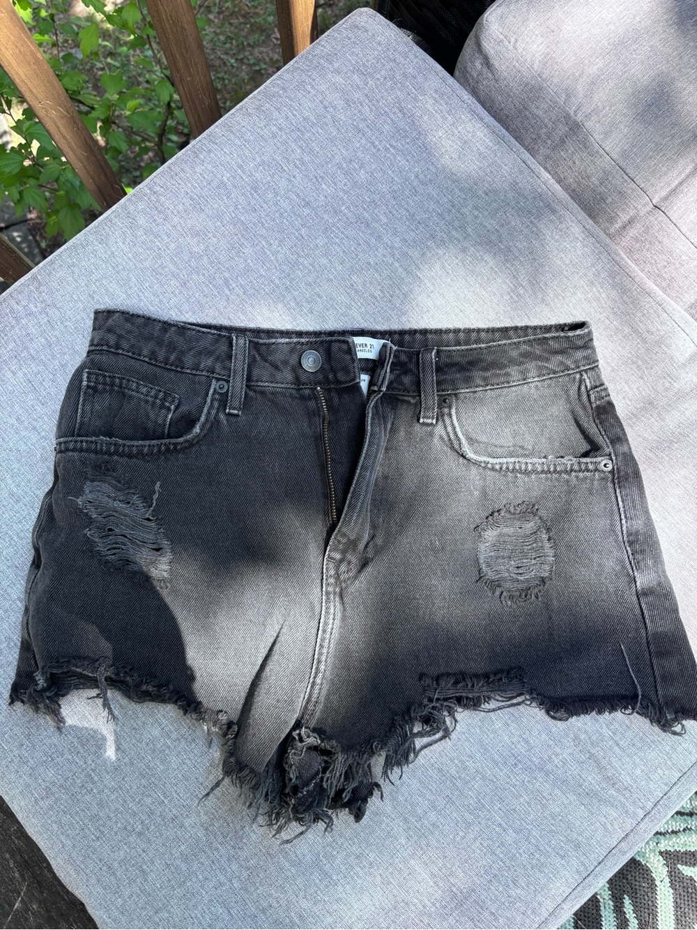 Forever 21 Black Distressed Denim Cutoff Shorts
